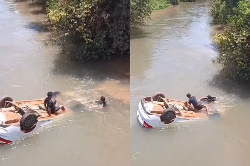 Carro cai de ponte e bebê fica entubado em Sorriso MT