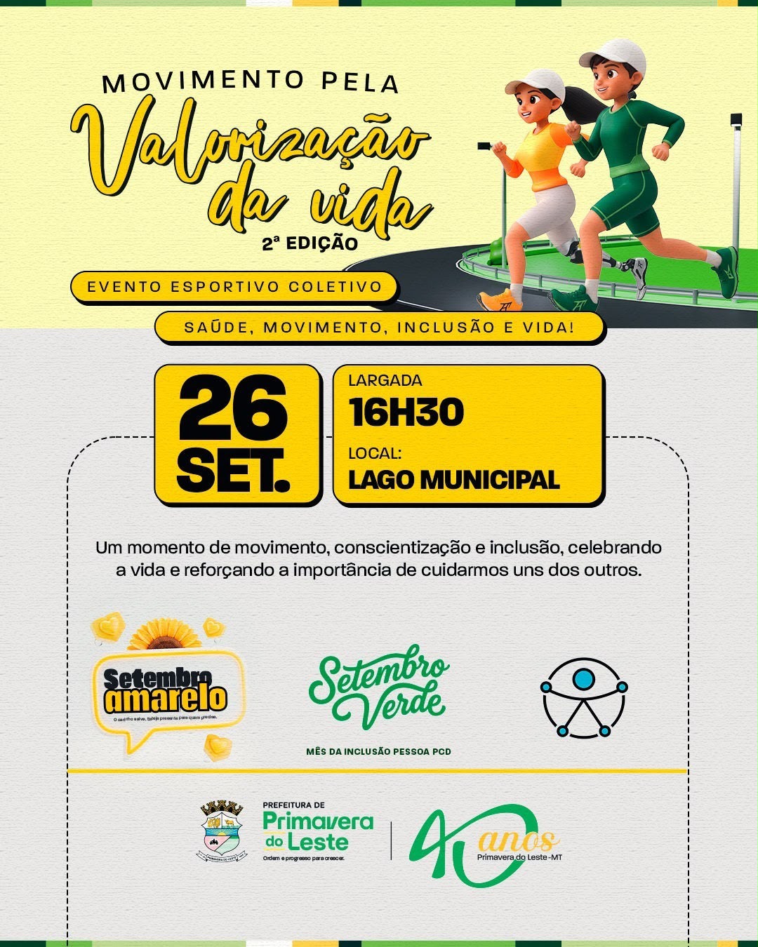 Corrida no Lago Municipal marca o Movimento pela Valorização da Vida