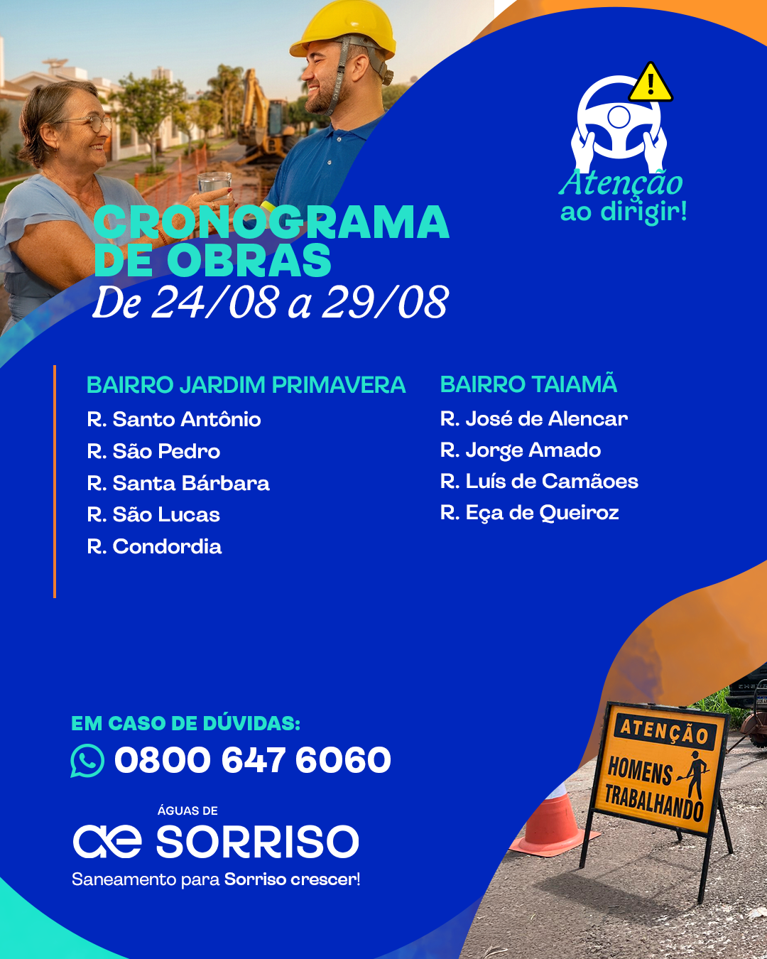 Cronograma de obras de esgoto em Sorriso para agosto