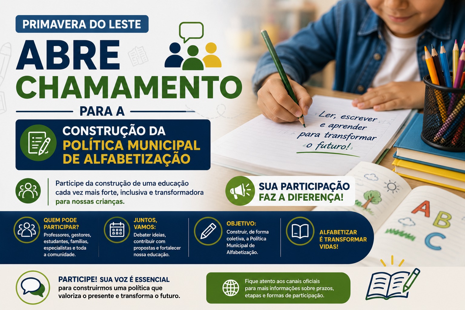 Educação de Primavera do Leste convoca sociedade para comitê