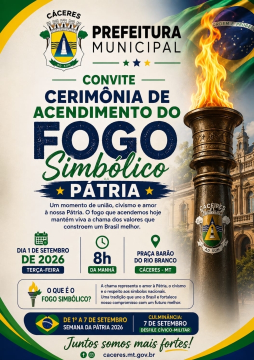 Fogo Simbólico inaugura Semana da Pátria em Cáceres