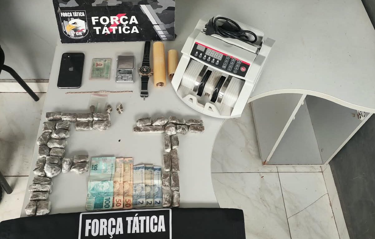 Homem é preso com drogas e máquina de contar dinheiro em Cuiabá