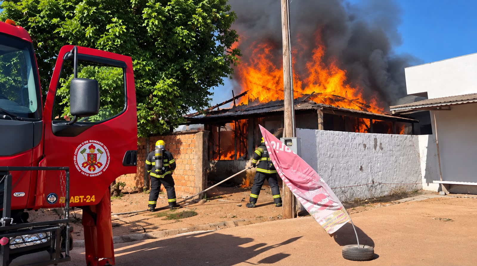 Incêndio destrói casa de madeira em Guarantã do Norte