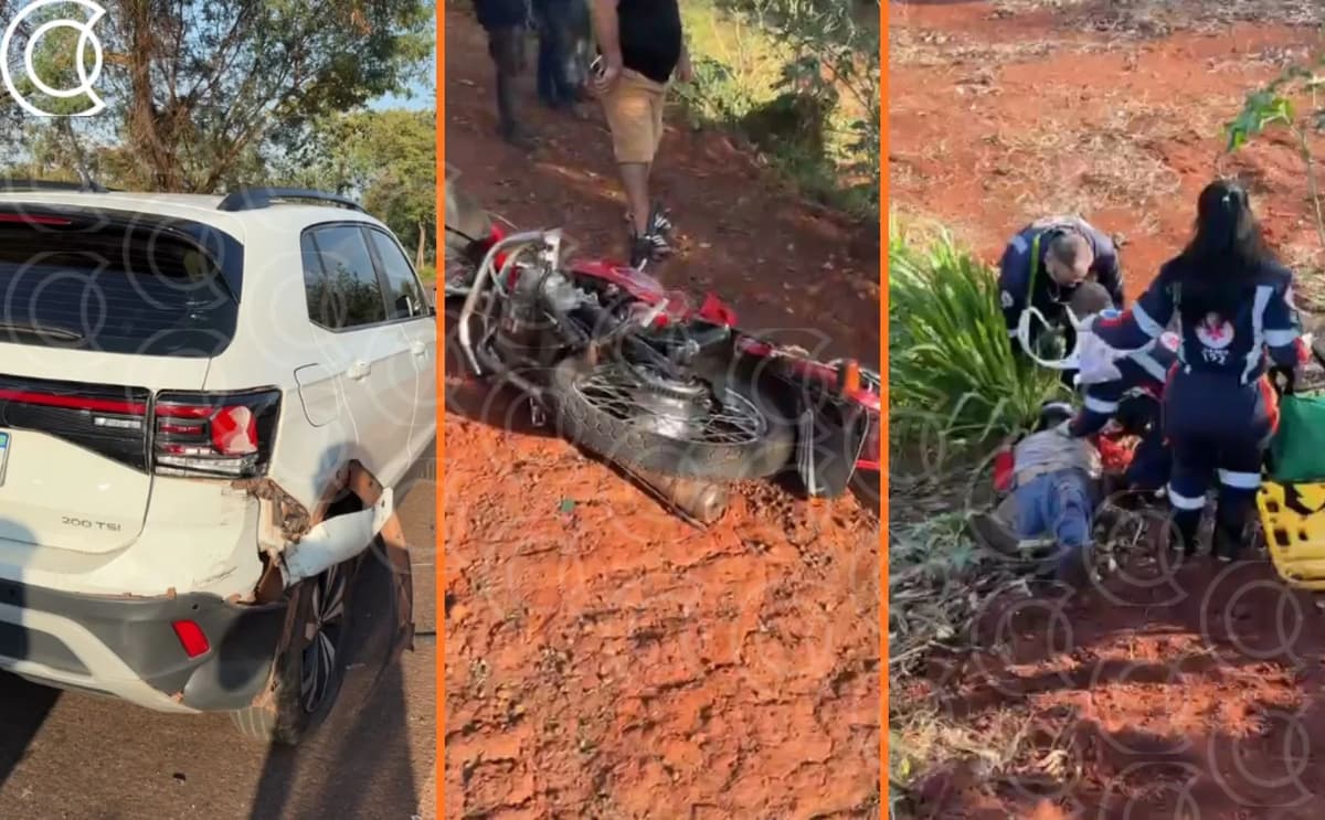Motociclista despenca em ribanceira após colisão na MT-358