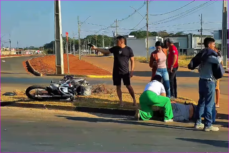 Motociclista fica ferido em acidente em Primavera do Leste