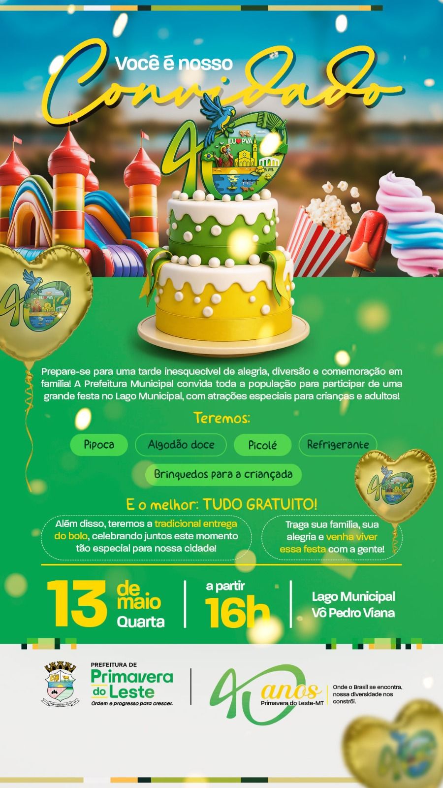 Primavera do Leste celebra 40 anos com festa gratuita, bolo gigante e Semana do Cavalo