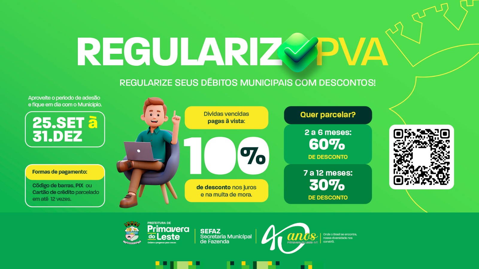 Programa Regulariza PVA oferece abatimento de juros em Primavera do Leste