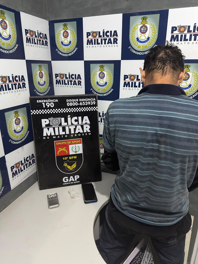 Suspeito é preso com pasta base após tentar fuga em MT