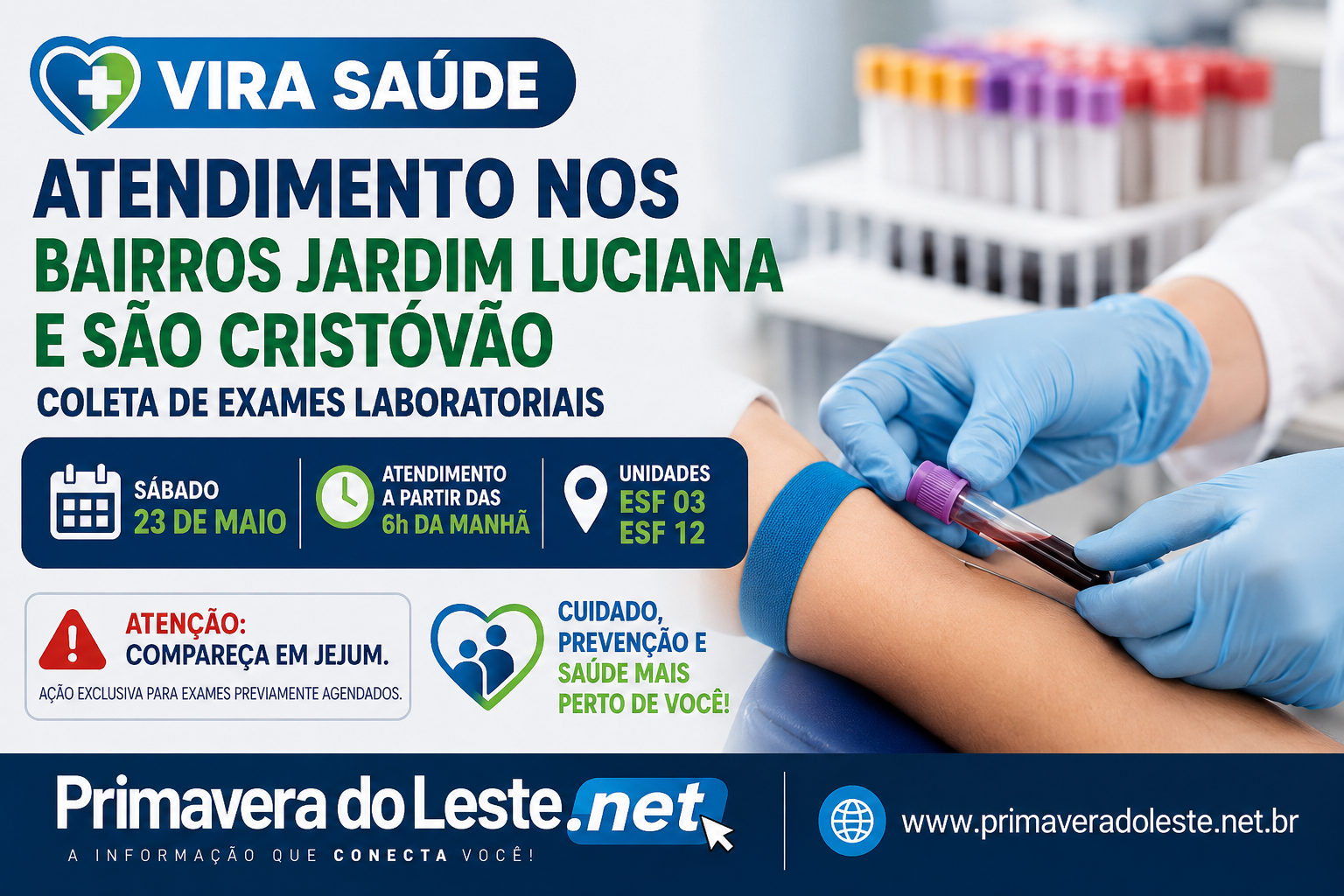 Vira Saúde leva coleta de exames aos bairros de Primavera